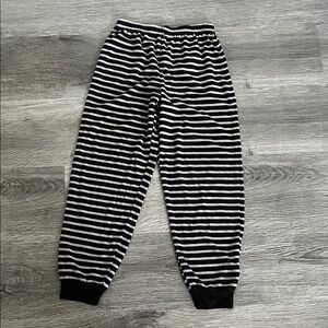 Youth Medium 7/8 Black And White Striped Sweatpants